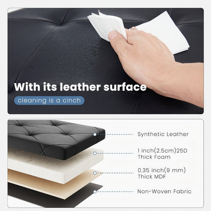 Upholstered Faux Leather Ottoman with Hidden Storage and Lift-Top Storage detail image - detail view 10