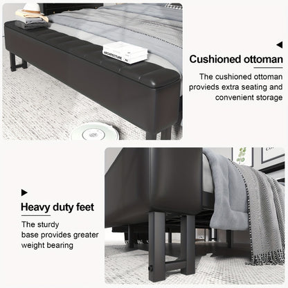 Upholstered Metal Bed Frame with LED Lighting and Hidden Storage for Bedroom detail image - detail view 13