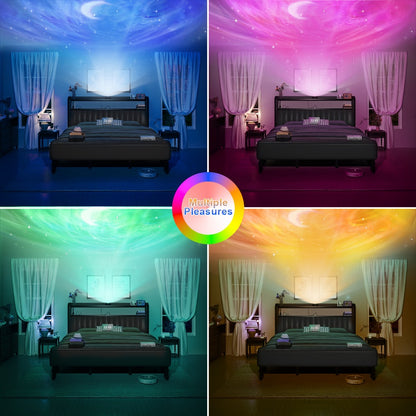 Upholstered Metal Bed Frame with LED Lighting and Hidden Storage for Bedroom detail image