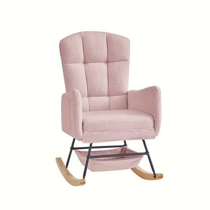 Upholstered Metal Rocking Chair with Solid Wood Construction detail image - detail view 11