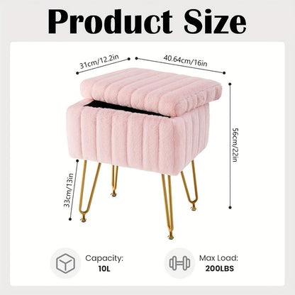 Upholstered Metal Vanity Stool with Hidden Storage for Entryway detail image - detail view 4