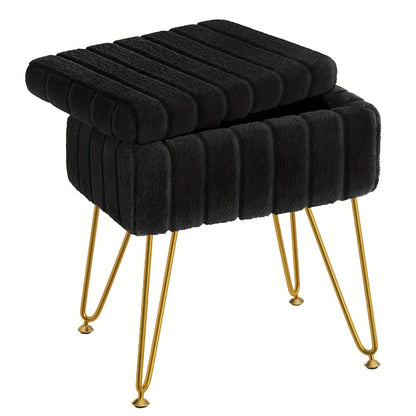 Upholstered Metal Vanity Stool with Hidden Storage for Entryway detail image - detail view 9