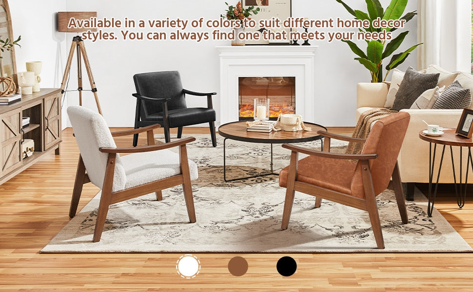 Upholstered Solid Wood Armchair with Armrests and Padded Seat for Living Room detail image - detail view 15