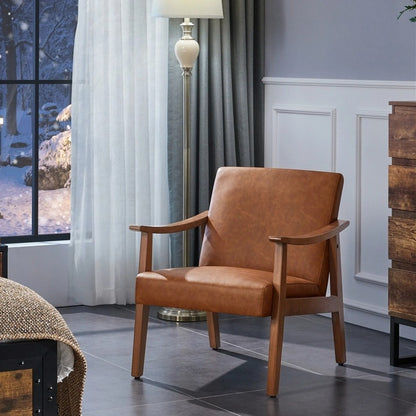 Armchair shown in the Light Brown, PU Leather option