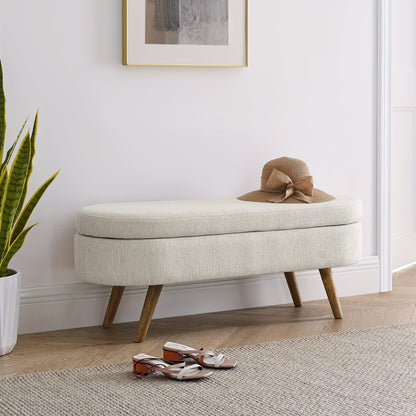 Storage Ottoman Bench shown in the Beige Color option