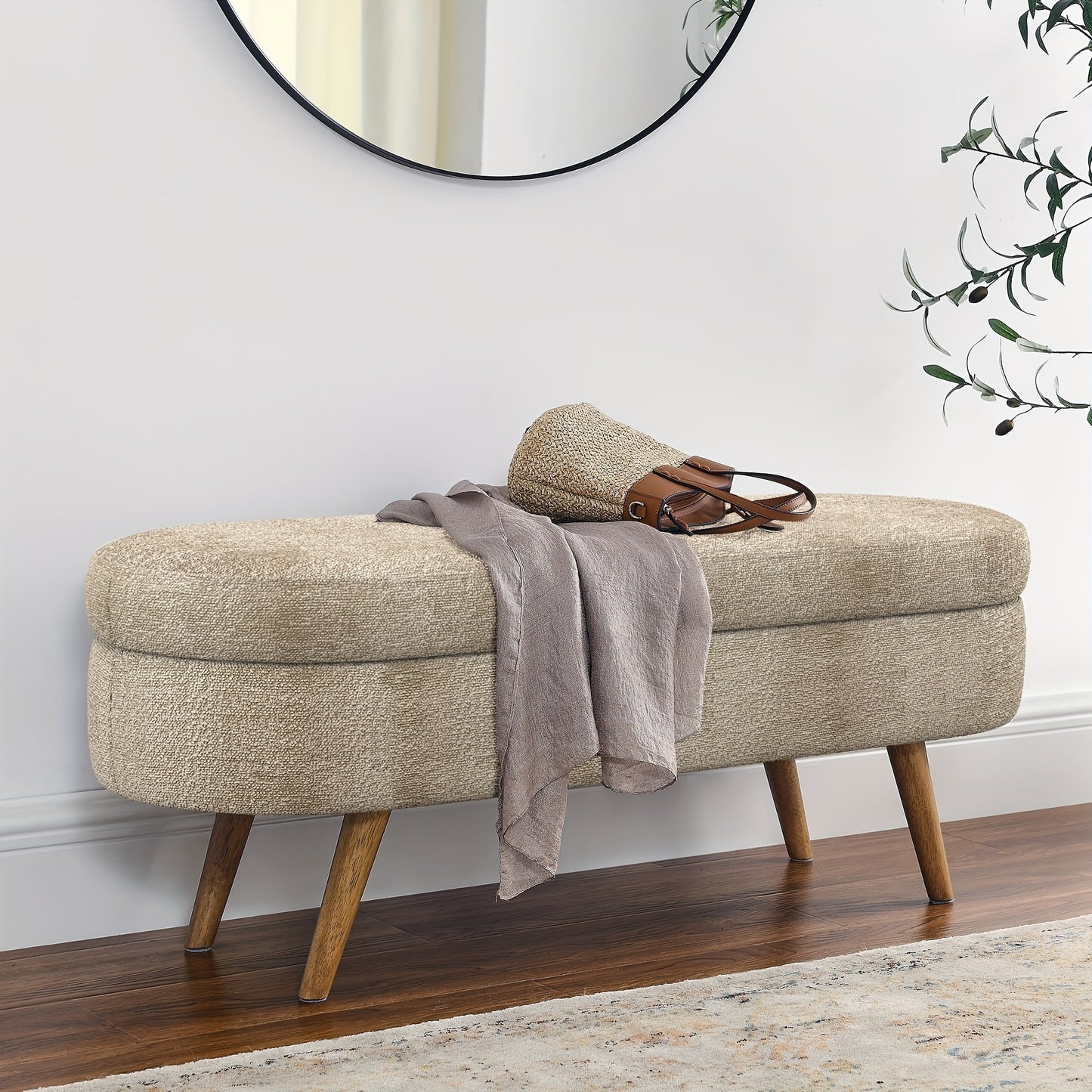 Storage Ottoman Bench shown in the Brown option