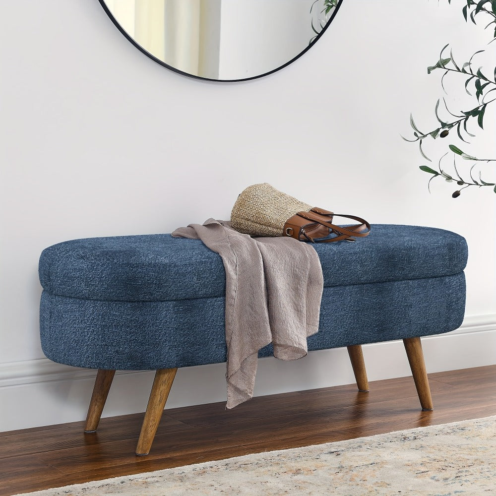 Upholstered Solid Wood Storage Ottoman Bench with Hidden Storage for Living Room detail image - detail view 9