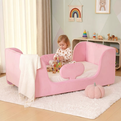 Upholstered Velvet Toddler Bed Frame for Kids' Room and Bedroom detail image