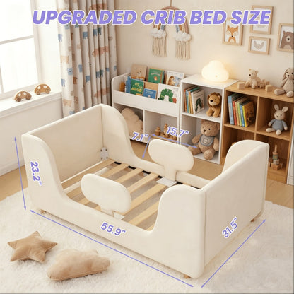 Upholstered Velvet Toddler Bed Frame for Kids' Room and Bedroom detail image - detail view 5