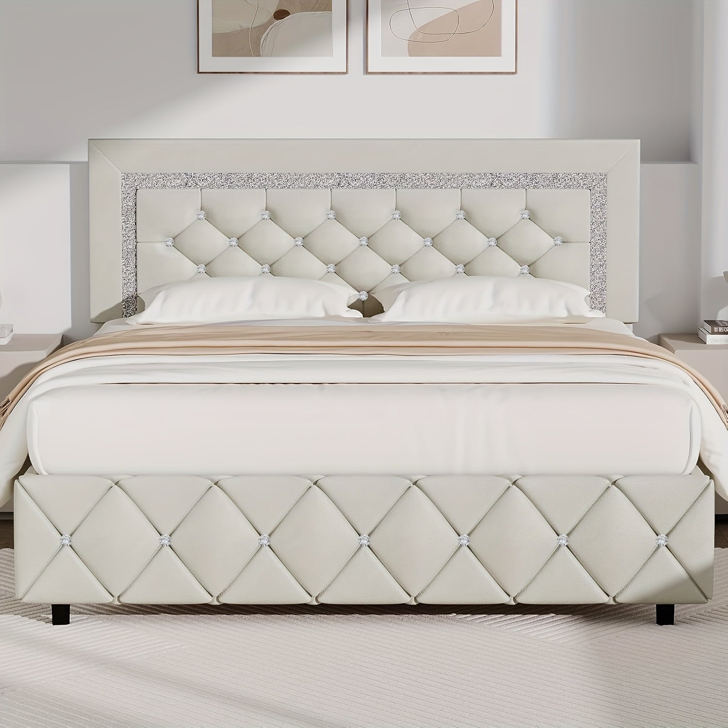 Bed Frame shown in the Beige, Full option