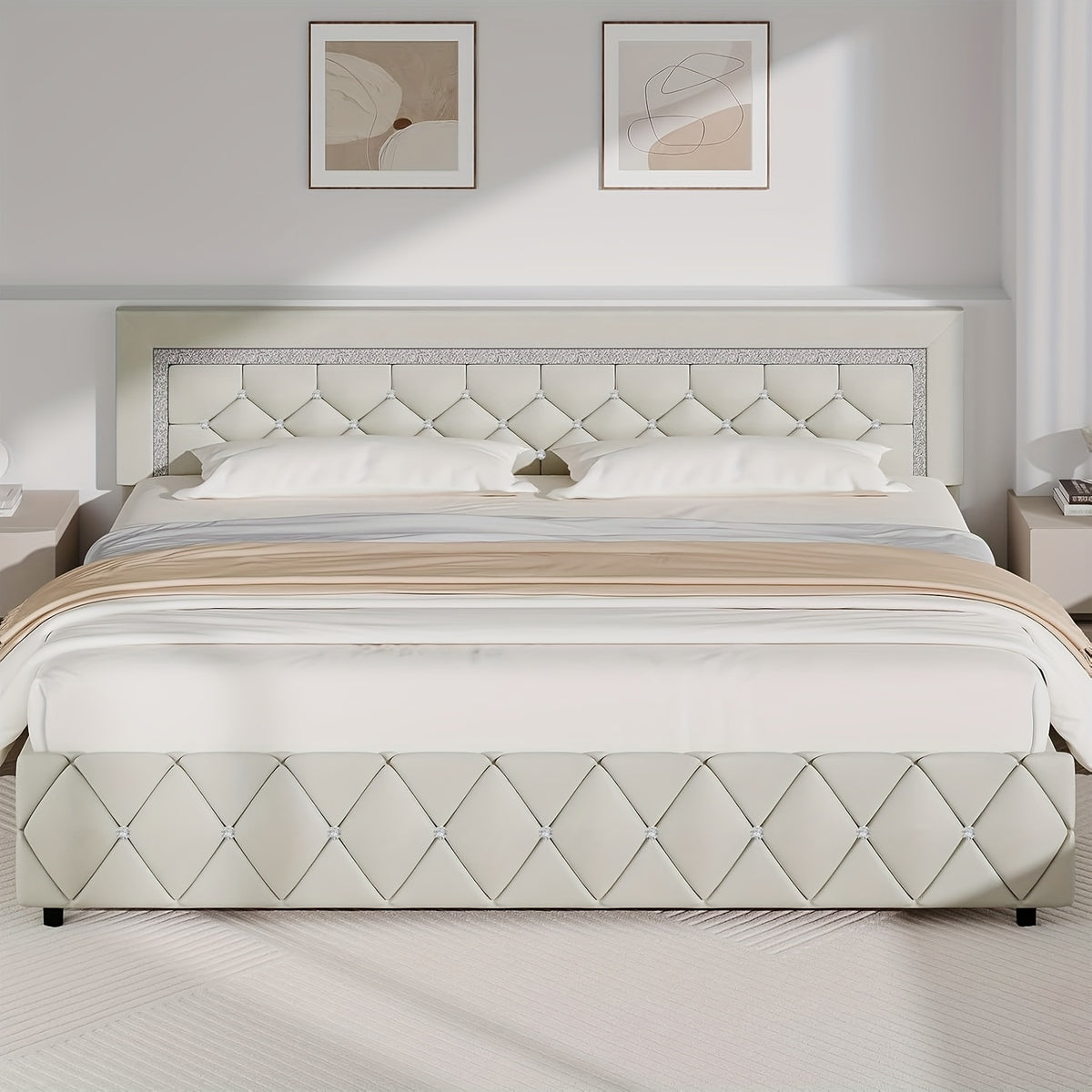 Bed Frame shown in the Beige, King option