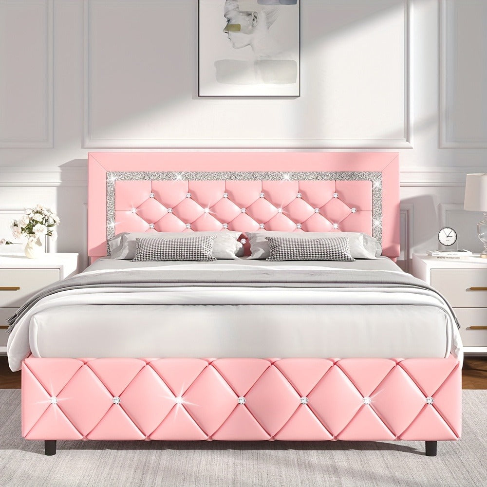 Upholstered Wood Bed Frame with No Box Spring Needed and Memory Foam detail image - detail view 17