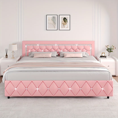 Upholstered Wood Bed Frame with No Box Spring Needed and Memory Foam detail image - detail view 18