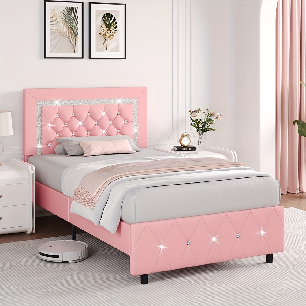 Bed Frame shown in the pink, Twin option