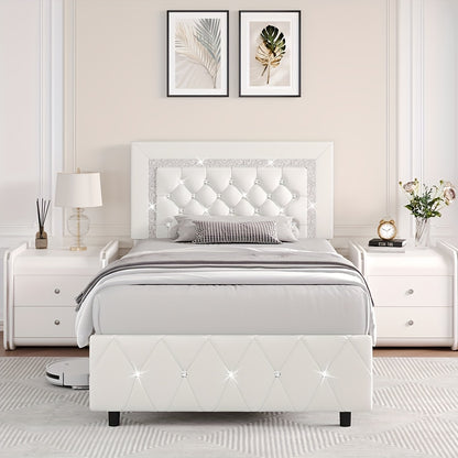 Bed Frame shown in the White, Twin option