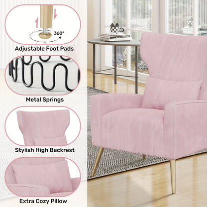 Velvet Accent Chair, Upholstered Lounge Chair for Living Room detail image - detail view 8