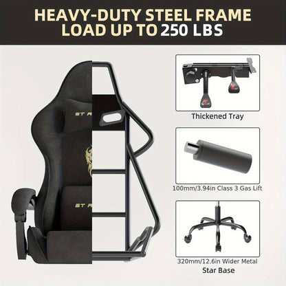 Velvet Gaming Chair, Ergonomic Video Game Chair for Comfortable Everyday Seating detail image - detail view 11