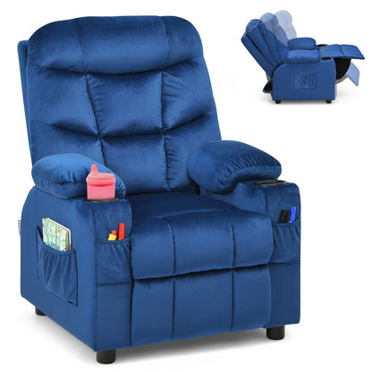 Velvet Kids Recliner Chair with Solid Wood Construction for Kids' Room detail image - detail view 4