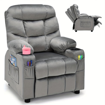 Velvet Kids Recliner Chair with Solid Wood Construction for Kids' Room detail image - detail view 6