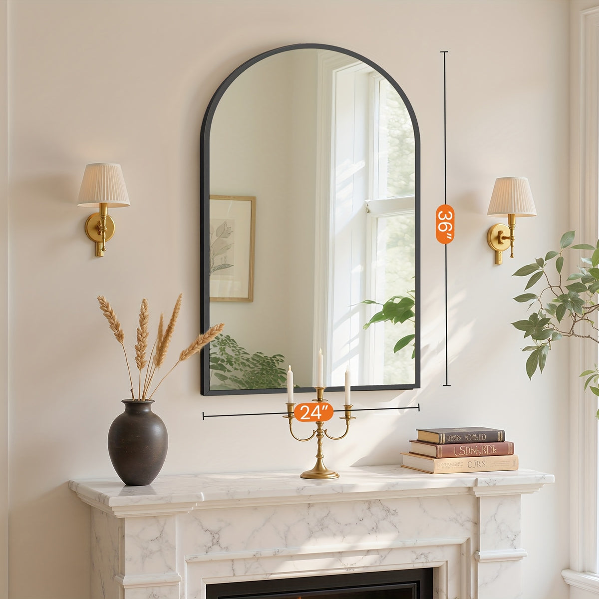 Wall Mirror shown in the Black, 2436 option