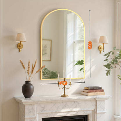Wall Mirror shown in the 【Golden color】, 2436 option