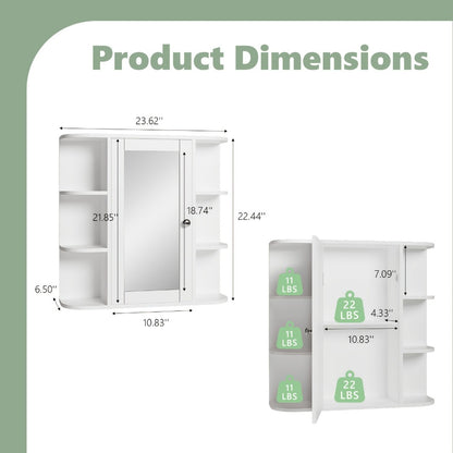 Wall-Mounted Bathroom Mirror Cabinet with Adjustable Shelves detail image - detail view 9
