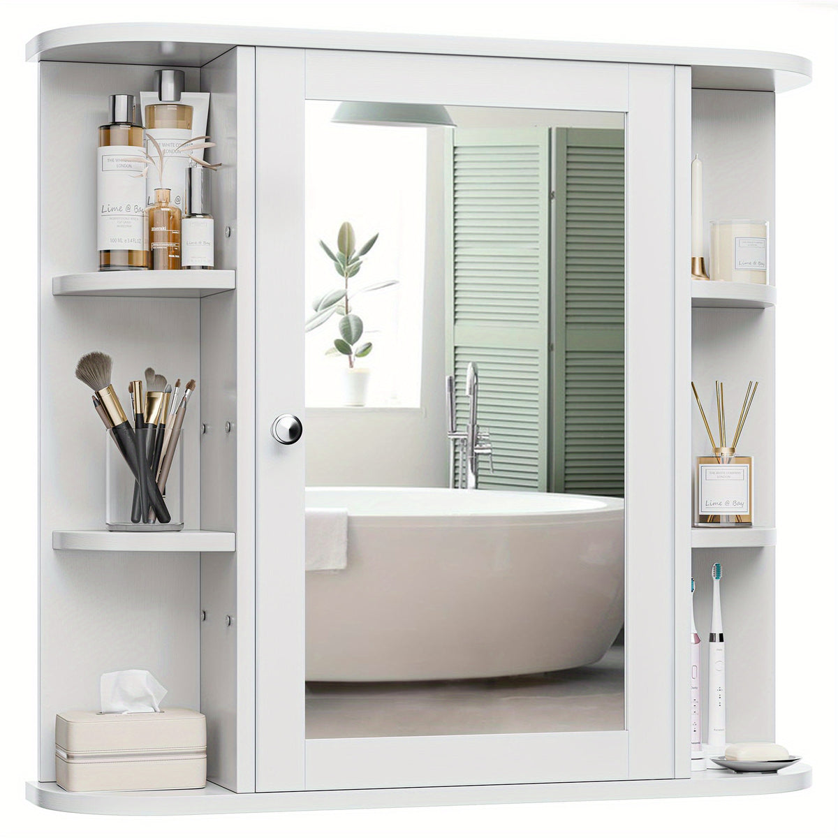Bathroom Mirror Cabinet shown in the White option