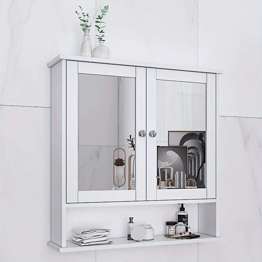 Bathroom Wall Cabinet, Wall Mounted Bathroom Cabinet with 2 Mirror Doors & Adjustable shown in the main product view