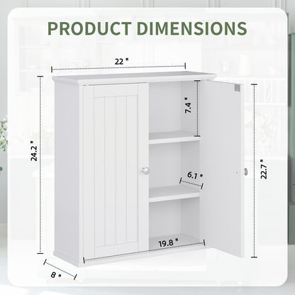 Wall-Mounted Wall Cabinet with Adjustable Shelves for Bathroom detail image - detail view 4