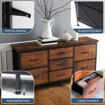 Wide Fabric Dresser, Drawer Storage Cabinet for Organized Everyday Storage in Bedroom detail image - detail view 10