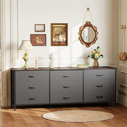 Wide Fabric Dresser, Drawer Storage Cabinet for Organized Everyday Storage in Bedroom detail image - detail view 13