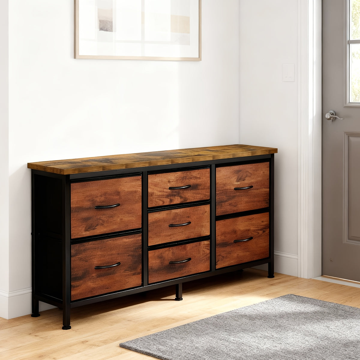 Dresser shown in the Rust, 7 Drawers option