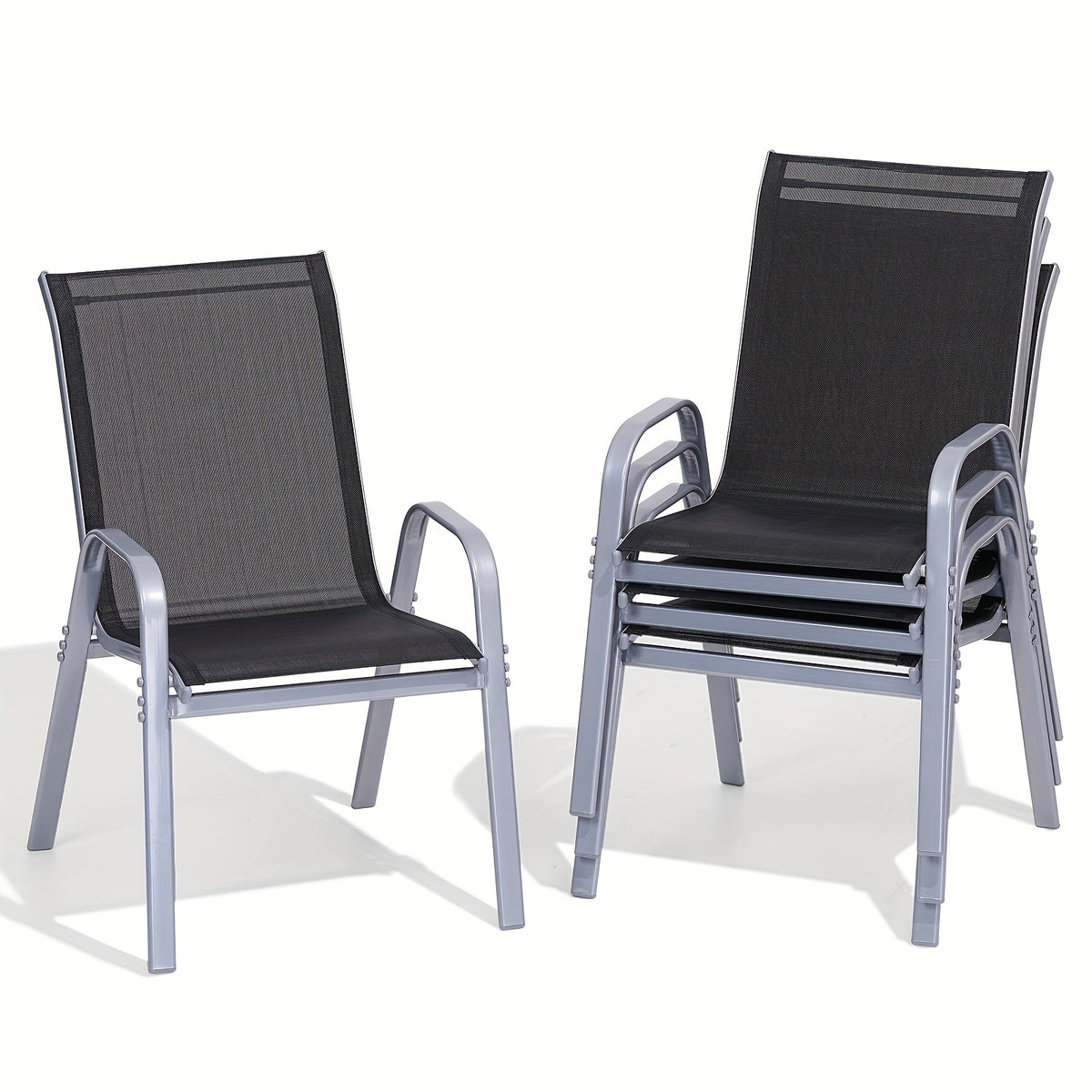 Outdoor Chair shown in the Black, 4pcs option