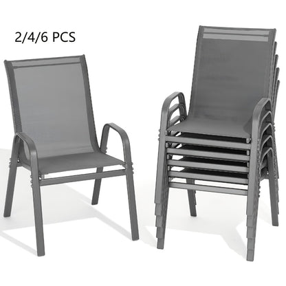 Outdoor Chair, Textilene Outdoor Patio Dining Chairs High Back Wide Seat 300 LB Capacity shown in the main product view