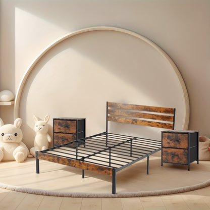 Wood Metal Bed Frame with Headboard and Footboard and No Box Spring Needed detail image - detail view 19