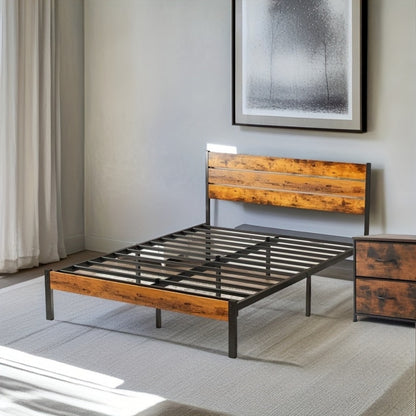 Wood Metal Bed Frame with Headboard and Footboard and No Box Spring Needed detail image - detail view 6