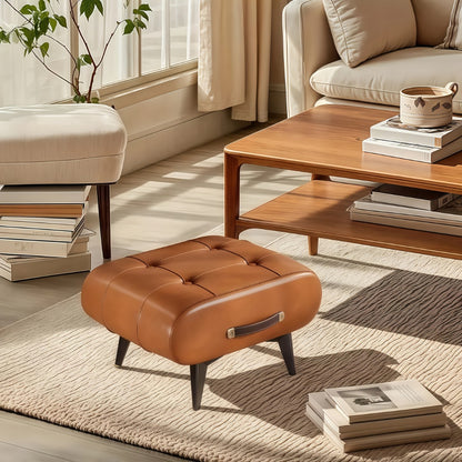 Wood Metal Ottoman with Footrest for Comfortable Everyday Seating in Living Room detail image - detail view 10