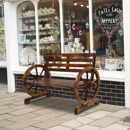 Wood Outdoor Bench with Slatted Seat for Comfortable Outdoor Seating detail image - detail view 6