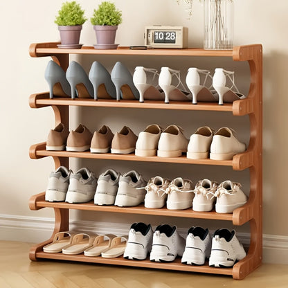 Wood Shoe Rack with Tool-Free Assembly for Organized Everyday Storage in Entryway detail image - detail view 10