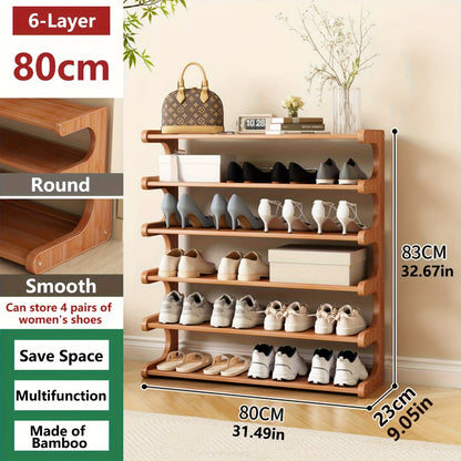 Wood Shoe Rack with Tool-Free Assembly for Organized Everyday Storage in Entryway detail image - detail view 4