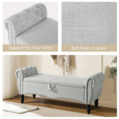 Wood Storage Ottoman with Hidden Storage and Secure Lid for Living Room detail image - detail view 12
