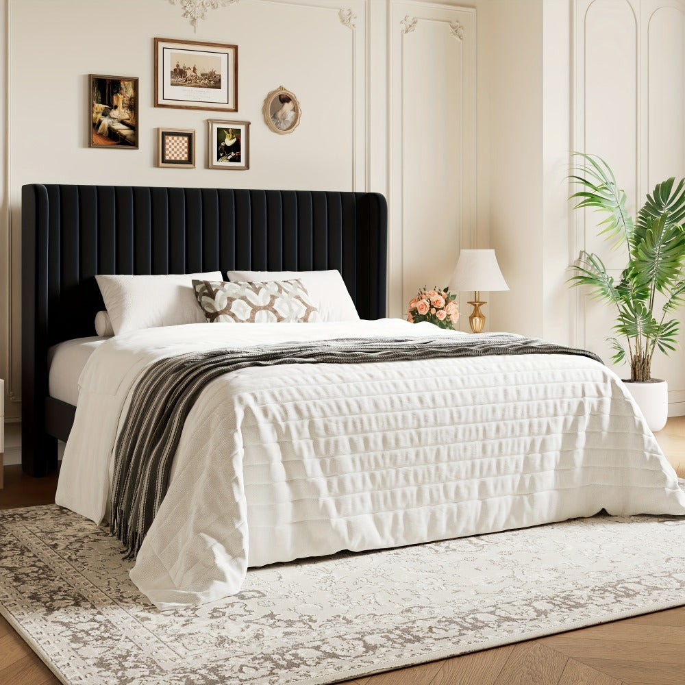 Wood Velvet Bed Frame with No Box Spring Needed and Multiple Color Options for Bedroom detail image - detail view 3
