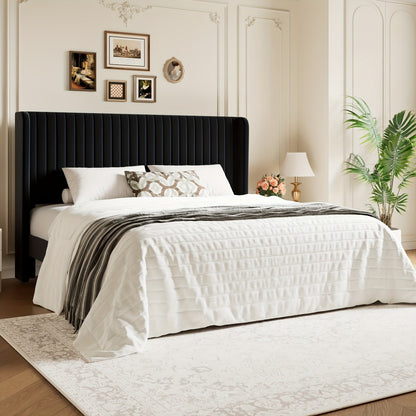 Wood Velvet Bed Frame with No Box Spring Needed and Multiple Color Options for Bedroom detail image - detail view 5