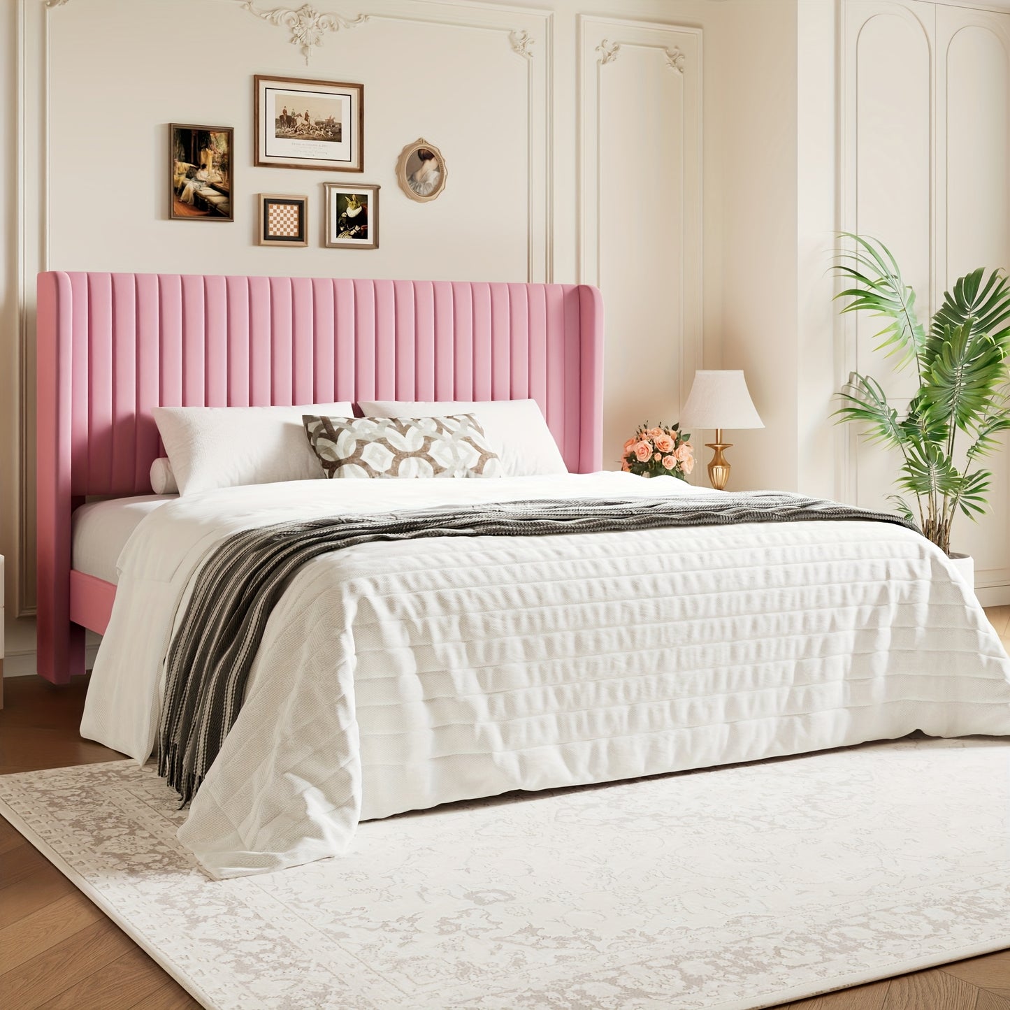 Bed Frame shown in the pink, King option