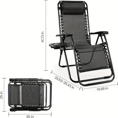 Zero-Gravity Foldable Outdoor Lounge Chair with Cup Holder for Patio detail image - detail view 6